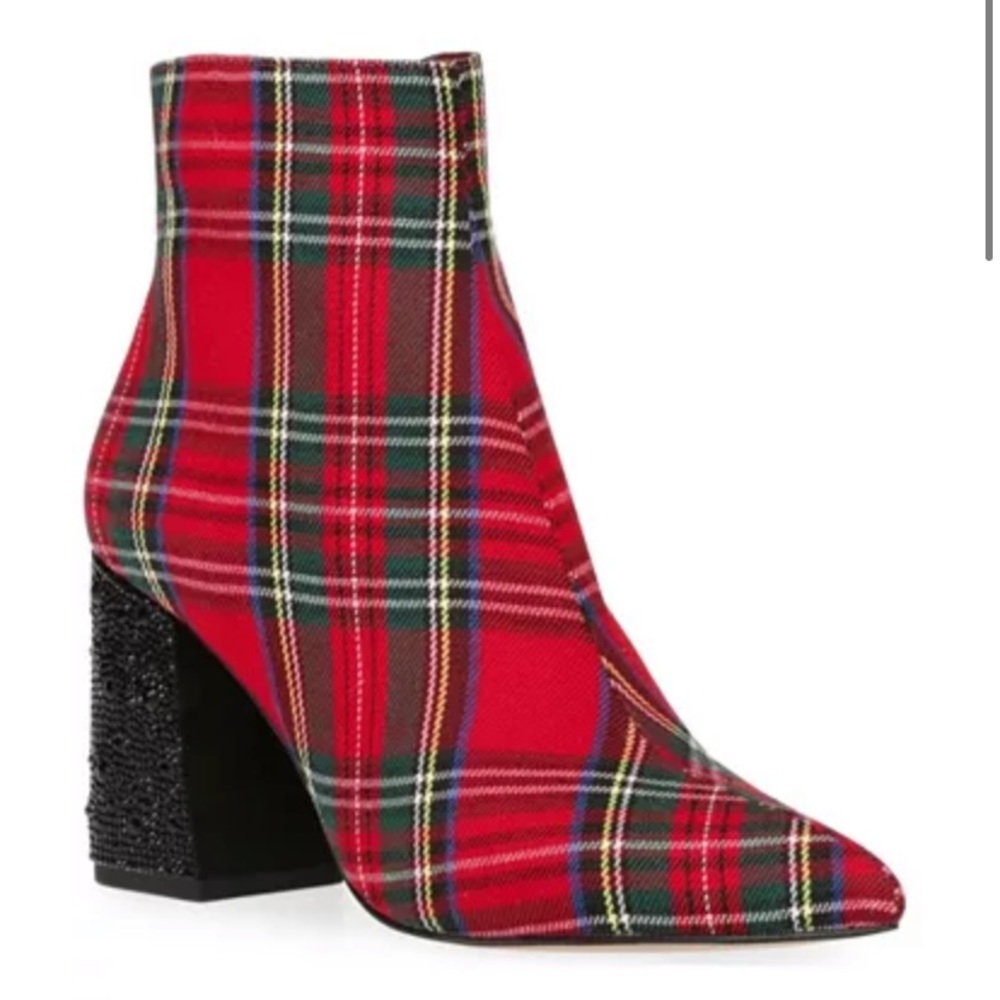 New in Box-BETSEY JOHNSON plaid bootie heels